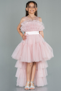 Brautkleid für Kinder Vorne Kurz-Hinten Lang Puder ABO101
