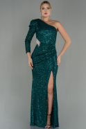 Abendkleid im Meerjungfrau-Stil Lang Schuppig Smaragdgrün ABU3060