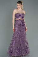 Abendkleid im Meerjungfrau-Stil Lang Lavendel ABU3120