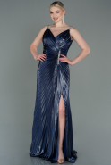 Marineblau Abendkleid İm Meerjungfrau-Stil Lang ABU2909