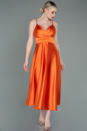 Orange Abendkleid Satin Midi ABK1585