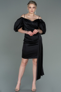 Partykleid Kurz Satin Schwarz ABK1773