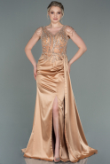 Abendkleid Lang Satin Gold ABU3161