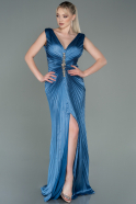 Abendkleid Lang Satin Indigo ABU3183