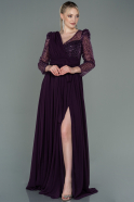 Kleider in Großen Größen Lang Chiffon Violett dunkel ABU3186