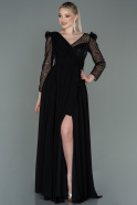 Abendkleid Lang Chiffon Schwarz ABU3185