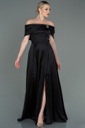 Abendkleid Lang Satin Schwarz ABU3197