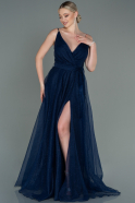 Marineblau Abendkleid Lang ABU3070
