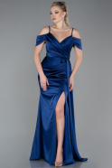 Abschlusskleid Lang Satin Marineblau ABU3249