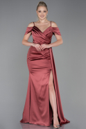 Abschlusskleid Lang Satin Zimtfarben ABU3249