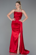 Abschlusskleid Lang Satin Rot ABU3267