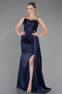 Abschlusskleid Lang Satin Marineblau ABU3267