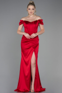 Abendkleid Lang Satin Rot ABU3269