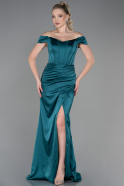 Abendkleid Lang Satin Smaragdgrün ABU3269