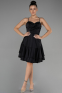 Partykleid Kurz Satin Schwarz ABK1843