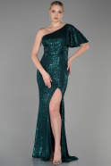 Abendkleid im Meerjungfrau-Stil Lang Smaragdgrün ABU1891