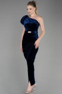 Abendkleid Lang Samt Marineblau ABU3350