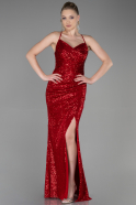 Abschlusskleid Lang Schuppig Rot ABU3346