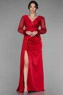Rot Abendkleid Satin Lang ABU3080