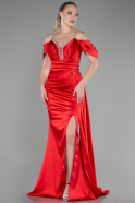 Abendkleid Lang Satin Rot ABU3398