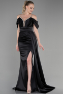 Abendkleid Lang Satin Schwarz ABU3398