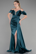 Abendkleid Lang Satin Smaragdgrün ABU3398