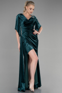 Abendkleid im Meerjungfrau-Stil Lang Samt Smaragdgrün ABU3369