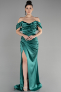 Abendkleid im Meerjungfrau-Stil Lang Satin Smaragdgrün ABU3479