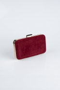 Burgund-Gold Kästchen-Tasche Wildleder SH802