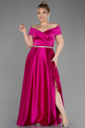 Brautkleid In Übergröße Lang Satin Fuchsie ABU3801