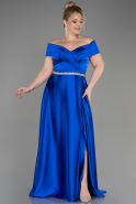 Brautkleid In Übergröße Lang Satin Sächsischblau ABU3801