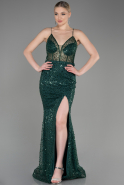 Smaragdgrün Abendkleid İm Meerjungfrau-Stil Schuppig Lang ABU3561