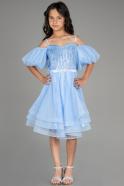 Abendkleid für Kinder Kurz Blau ABK1715