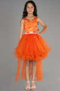 Abendkleid für Kinder Vorne Kurz-Hinten Lang Orange ABO106