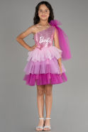 Abendkleid für Kinder Kurz Fuchsie ABK2068