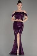 Abendkleid im Meerjungfrau-Stil Lang Schuppig Violette ABU3967