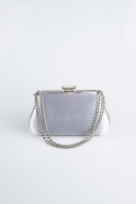 Abendtasche Satin Silber SH834