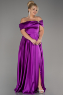 Abendkleid in Übergröße Lang Satin Violett ABU4054