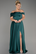 Abendkleid in Übergröße Lang Satin Smaragdgrün ABU4054