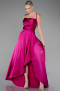 Abschlusskleid Lang Satin Fuchsie ABU4073