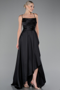 Abschlusskleid Lang Satin Schwarz ABU4073