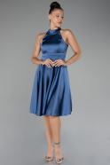 Abendkleid Kurz Satin Indigo ABK2112