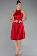 Abendkleid Kurz Satin Rot ABK2112