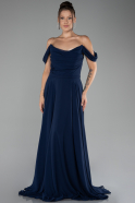 Abschlusskleid Lang Chiffon Marineblau ABU4078