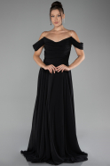 Abschlusskleid Lang Chiffon Schwarz ABU4078