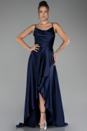 Marineblau Abschlusskleid Satin Lang ABU3242