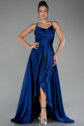 Azurblau Abschlusskleid Satin Lang ABU3242