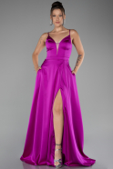 Abschlusskleid Lang Satin Fuchsie ABU4087