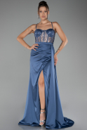 Abendkleid Lang Satin Indigo ABU4090