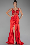 Abendkleid Lang Satin Rot ABU4090